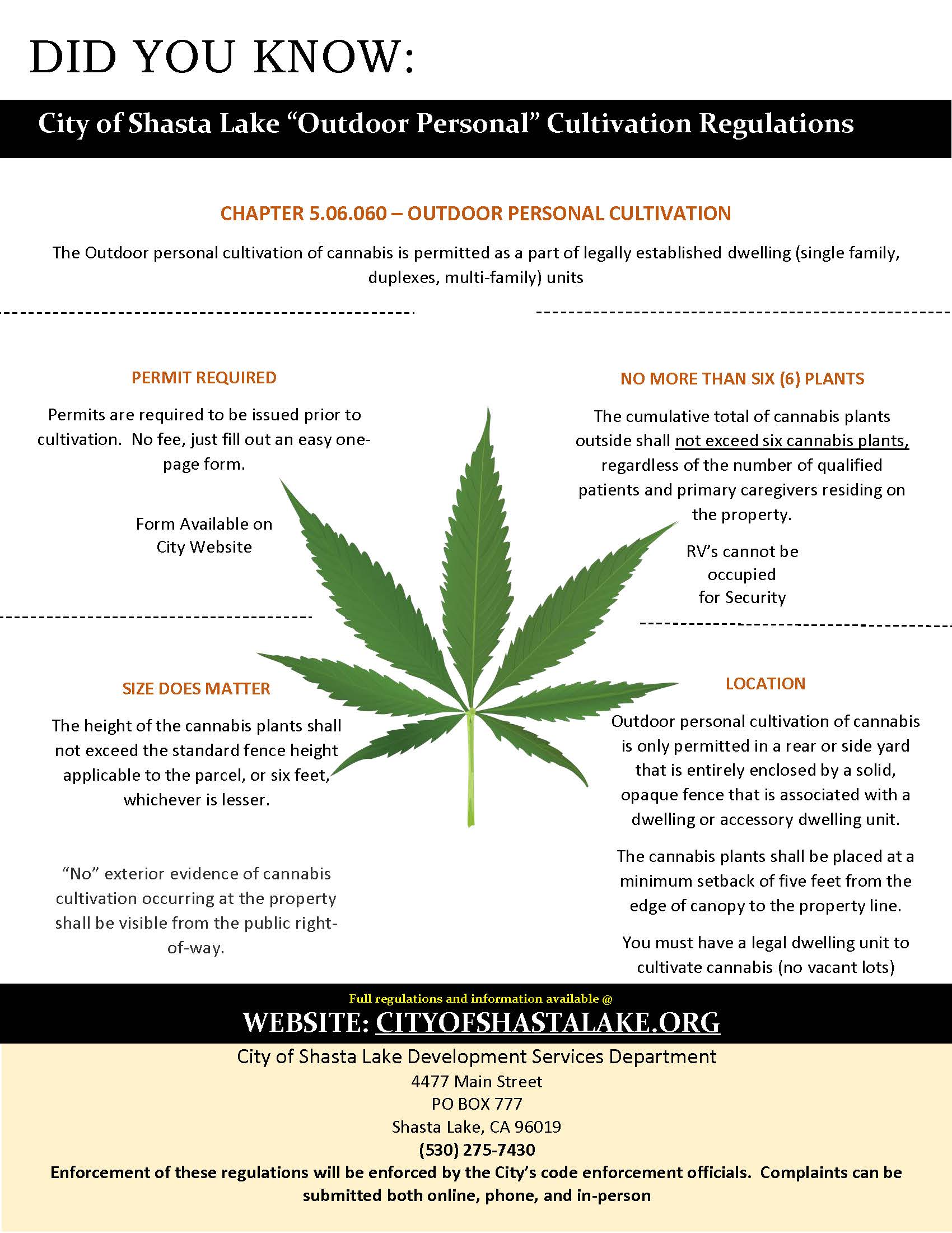 Outdoor Personal Cannabis Flyer